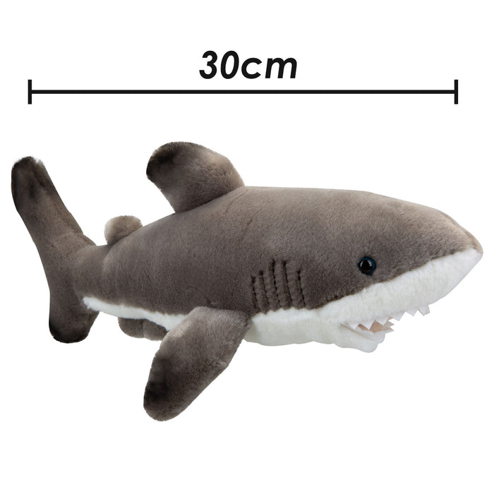 Shark Soft Toy Sealife Animal Plush Cuddly Soft Furry Fluffy 30cm Grey Shark