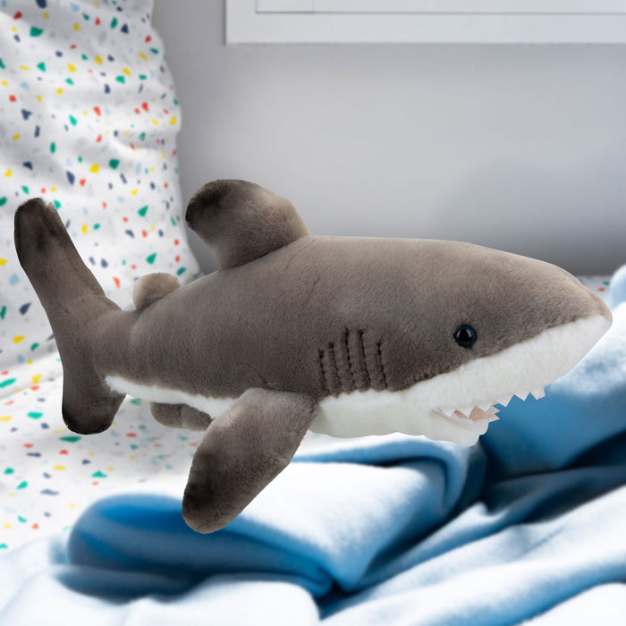 Shark Soft Toy Sealife Animal Plush Cuddly Soft Furry Fluffy 30cm Grey Shark