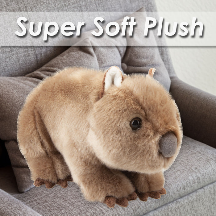 Wombat Soft Toy Wild Animal Plush Cuddly Soft Furry Fluffy 30cm Brown Wombat