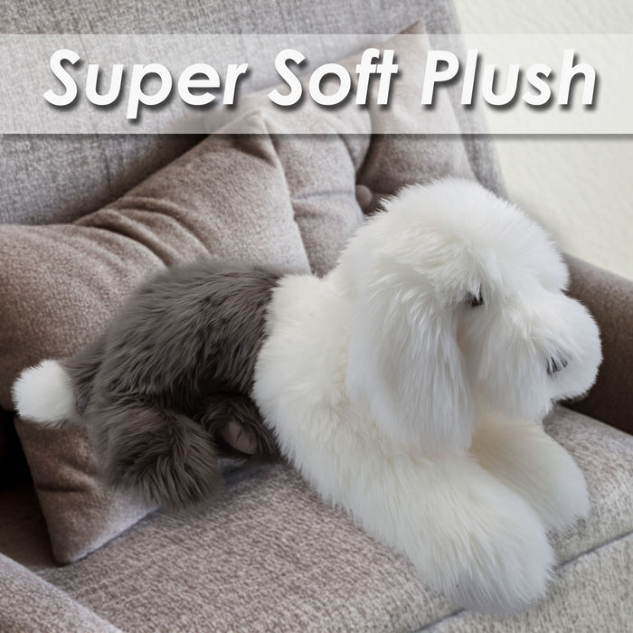 Sheepdog Soft Toy Dog Plush Cuddly Fluffy 45cm Grey and White Floppy Sheepdog