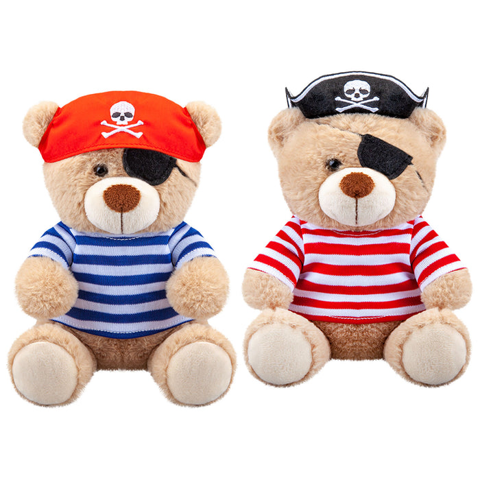 Bear Pirate Soft Toy Themed Animal Plush Cuddly Soft Furry Fluffy 20cm Red
