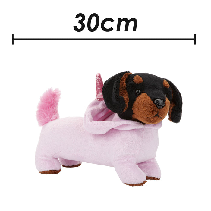 Sausage Dog Unicorn Soft Toy Fun Doggy Plush Cuddly Soft Furry Fluffy 30cm Pink