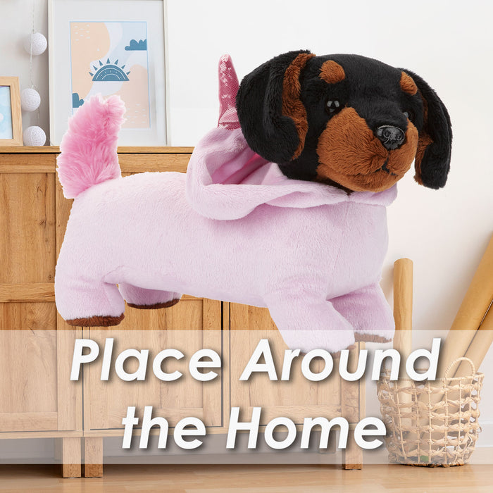 Sausage Dog Unicorn Soft Toy Fun Doggy Plush Cuddly Soft Furry Fluffy 30cm Pink