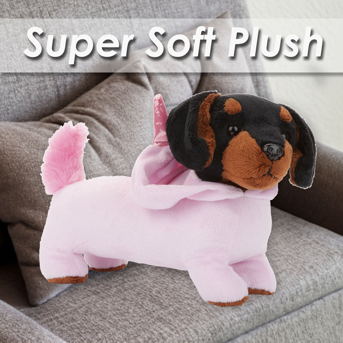 Sausage Dog Unicorn Soft Toy Fun Doggy Plush Cuddly Soft Furry Fluffy 30cm Pink