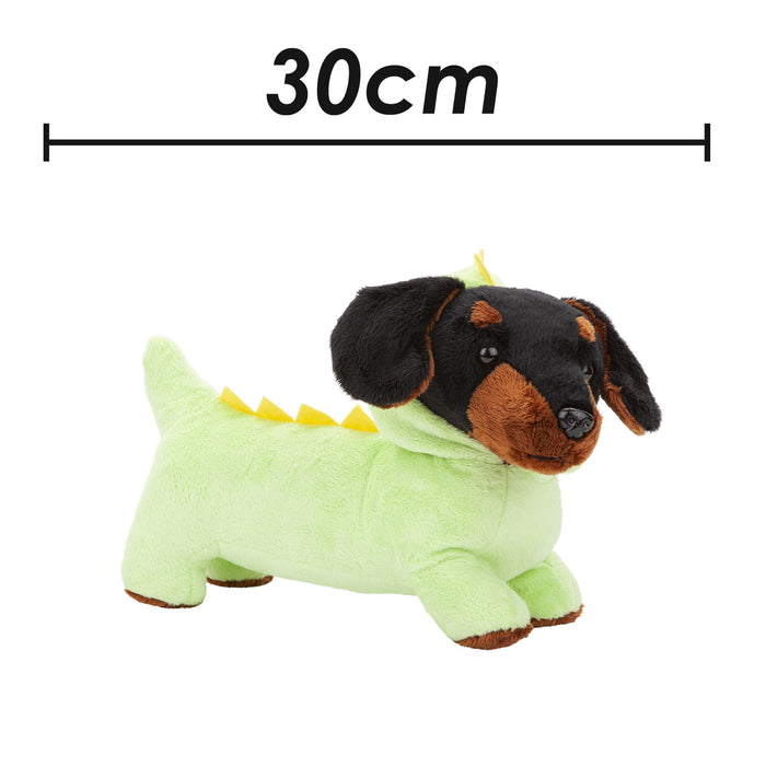 Sausage Dog Dinosaur Soft Toy Fun Doggy Plush Cuddly Soft Fluffy 30cm Green