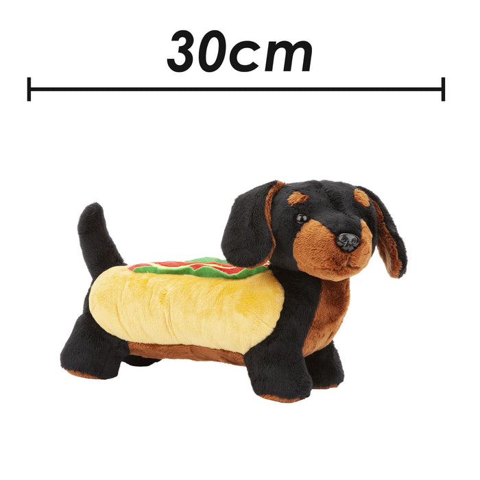 Sausage Dog Hotdog Soft Toy Fun Doggy Plush Cuddly Fluffy 30cm Multi-Coloured