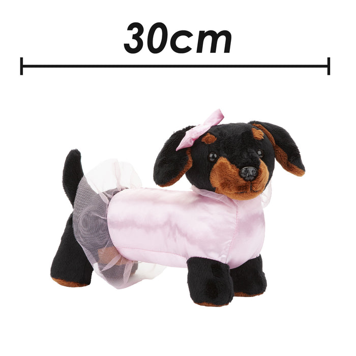 Sausage Dog Ballerina Soft Toy Fun Doggy Plush Cuddly Soft Fluffy 30cm Pink