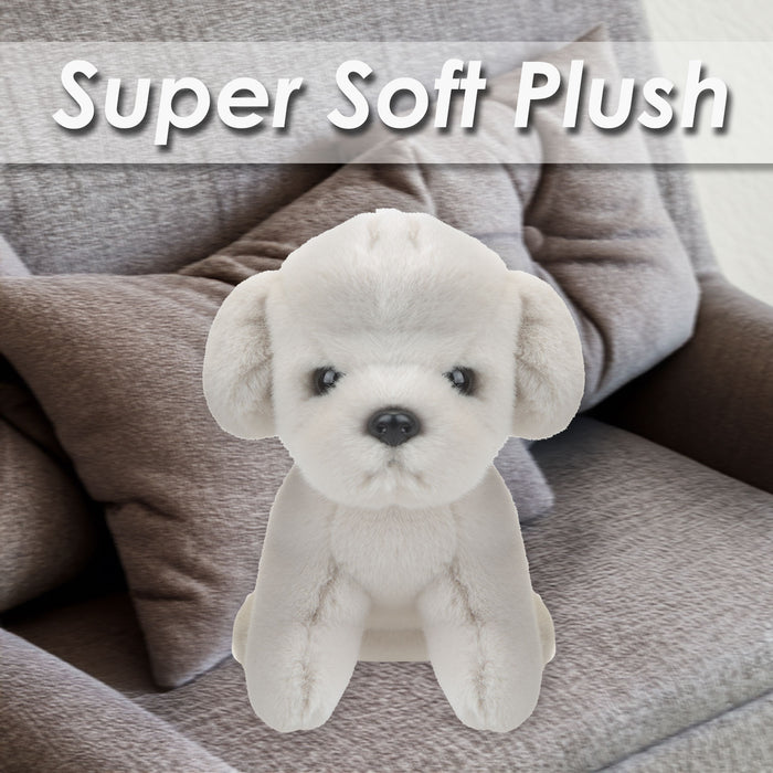 Dog Cream Soft Toy Fun Doggy Plush Cuddly Soft Fluffy Cute Puppy 20cm White