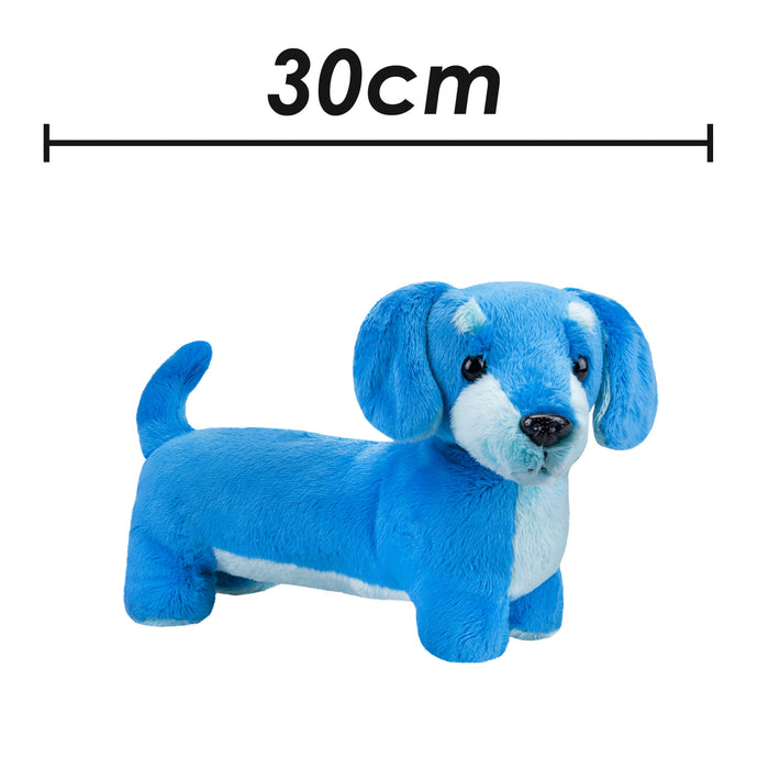 Sausage Dog Blue Soft Toy Fun Doggy Plush Cuddly Soft Furry Fluffy 30cm Blue