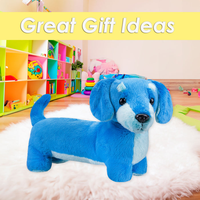 Sausage Dog Blue Soft Toy Fun Doggy Plush Cuddly Soft Furry Fluffy 30cm Blue