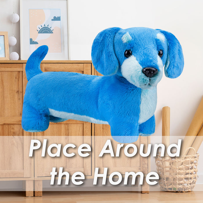 Sausage Dog Blue Soft Toy Fun Doggy Plush Cuddly Soft Furry Fluffy 30cm Blue