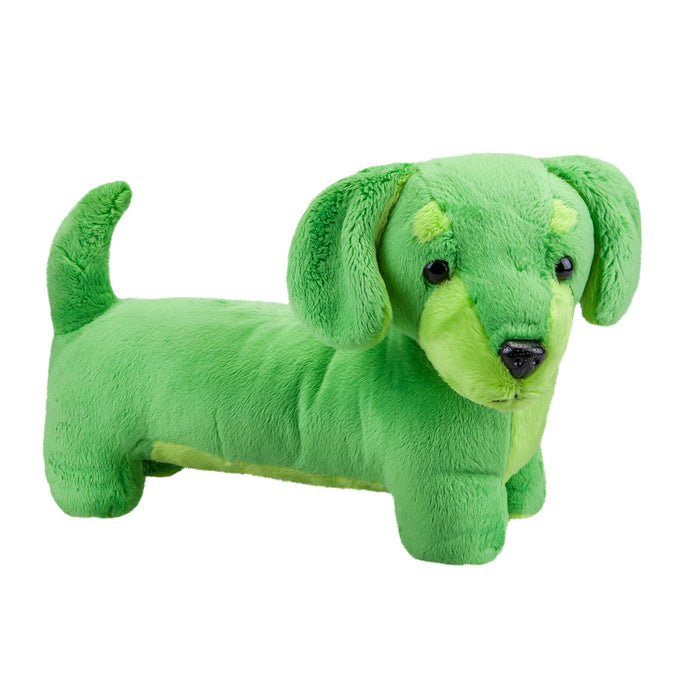 Sausage Dog Green Soft Toy Fun Doggy Plush Cuddly Soft Furry Fluffy 30cm Green