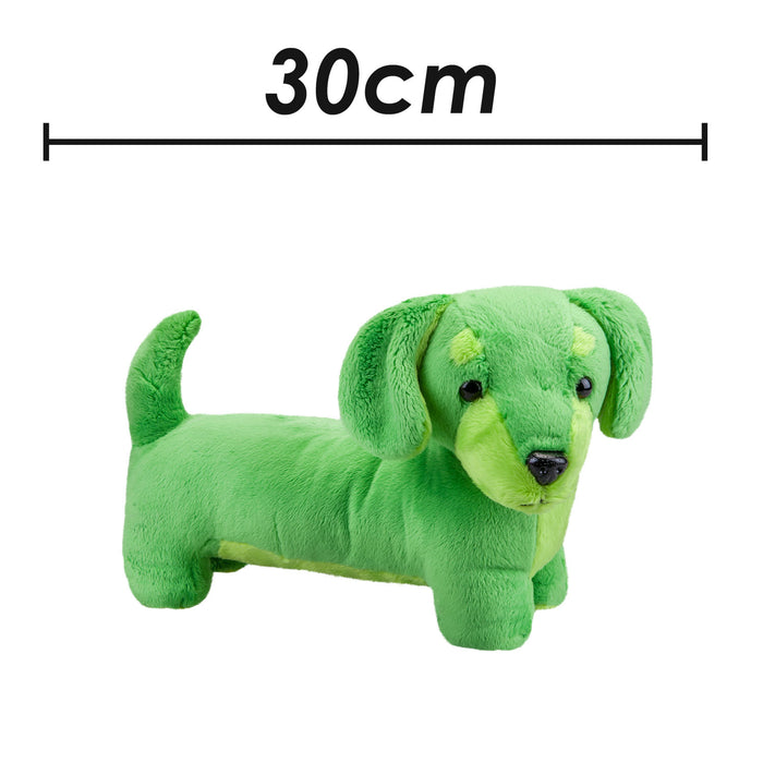 Sausage Dog Green Soft Toy Fun Doggy Plush Cuddly Soft Furry Fluffy 30cm Green