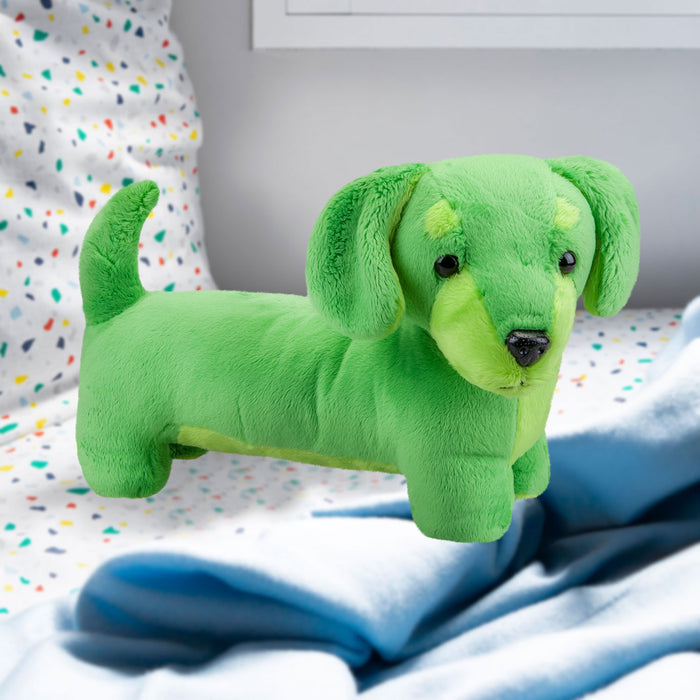 Sausage Dog Green Soft Toy Fun Doggy Plush Cuddly Soft Furry Fluffy 30cm Green