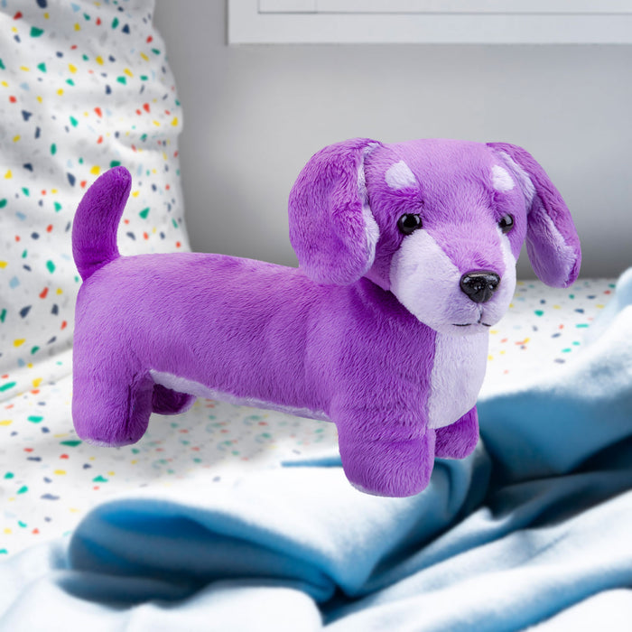 Sausage Dog Purple Soft Toy Fun Doggy Plush Cuddly Soft Furry Fluffy 30cm Purple