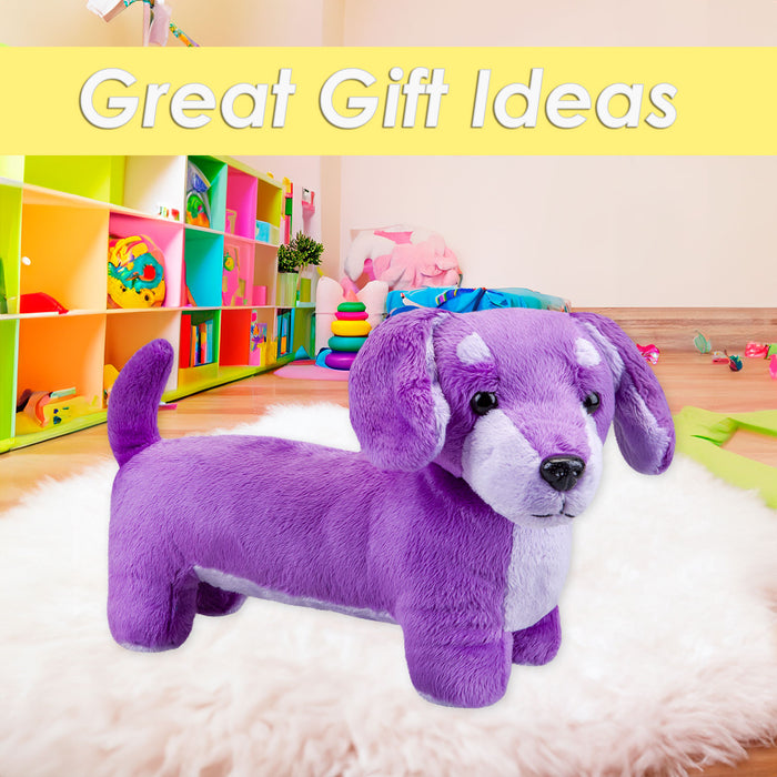 Sausage Dog Purple Soft Toy Fun Doggy Plush Cuddly Soft Furry Fluffy 30cm Purple