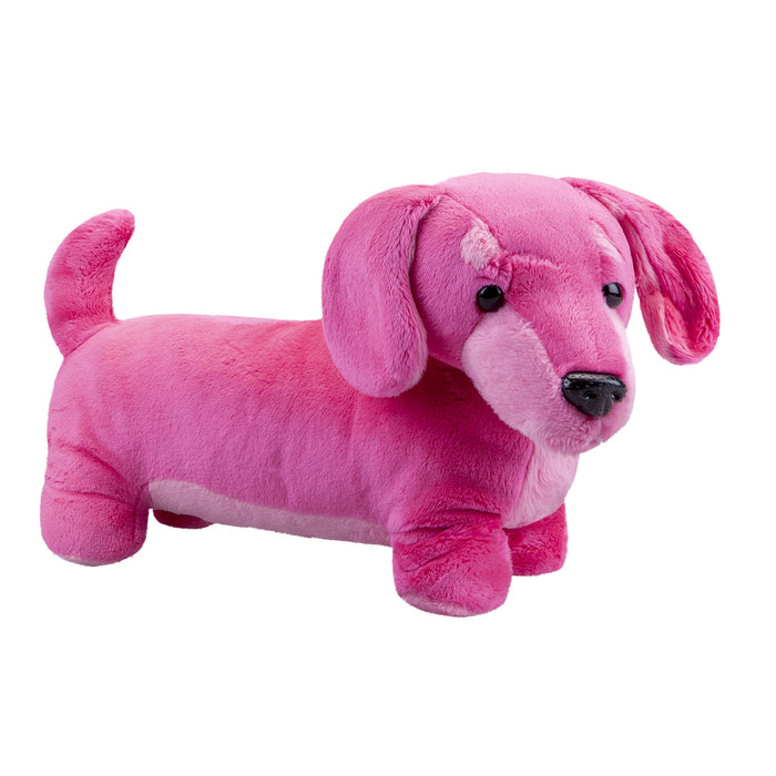 Sausage Dog Pink Soft Toy Fun Doggy Plush Cuddly Soft Furry Fluffy 30cm Pink