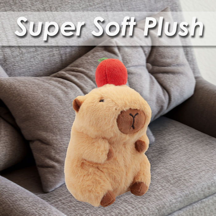 Capybara Apple Soft Toy Animal Plush Cuddly Soft Furry Fluffy 14cm Cream