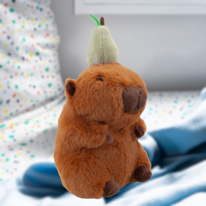 Capybara Pear Soft Toy Animal Plush Cuddly Soft Furry Fluffy 14cm Brown