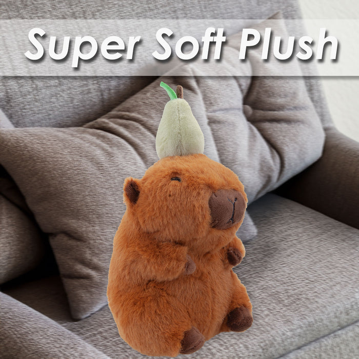 Capybara Pear Soft Toy Animal Plush Cuddly Soft Furry Fluffy 14cm Brown
