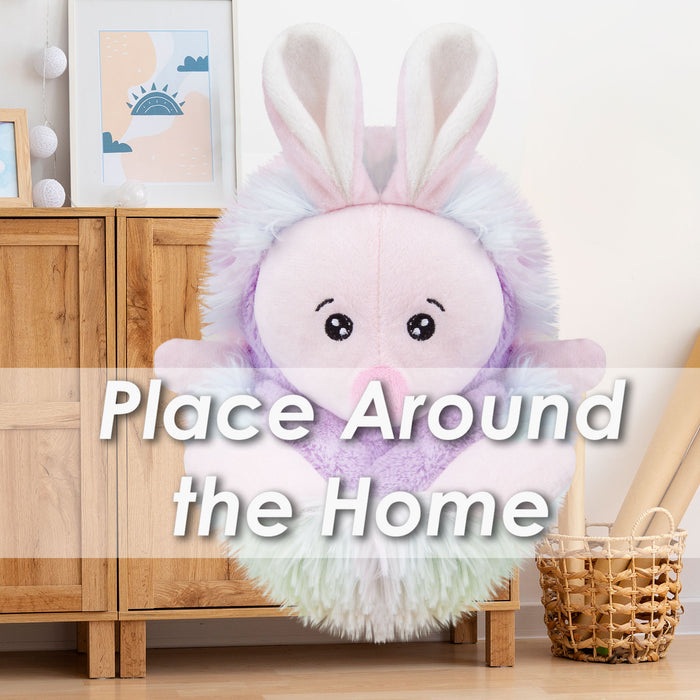 Rabbit Soft Toy Woodland Animal Plush Fluffy Bunny Plushie Pink
