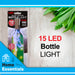 Blue Mini Bottle Lights 15 Battery Operated LEDs With Cork Stopper