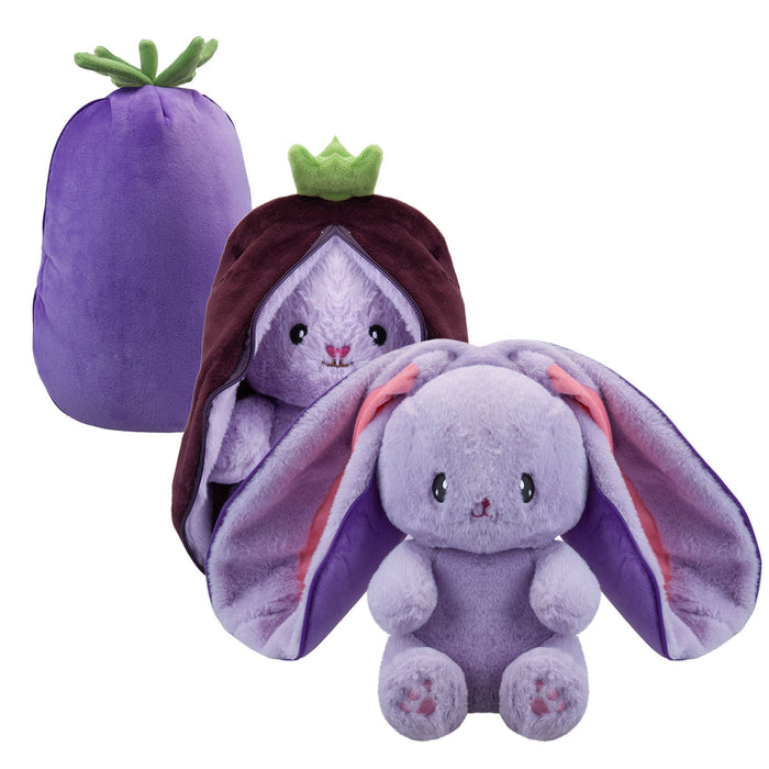 Bunny Aubergine Soft Toy Folding Plush Cute Fluffy Rabbit