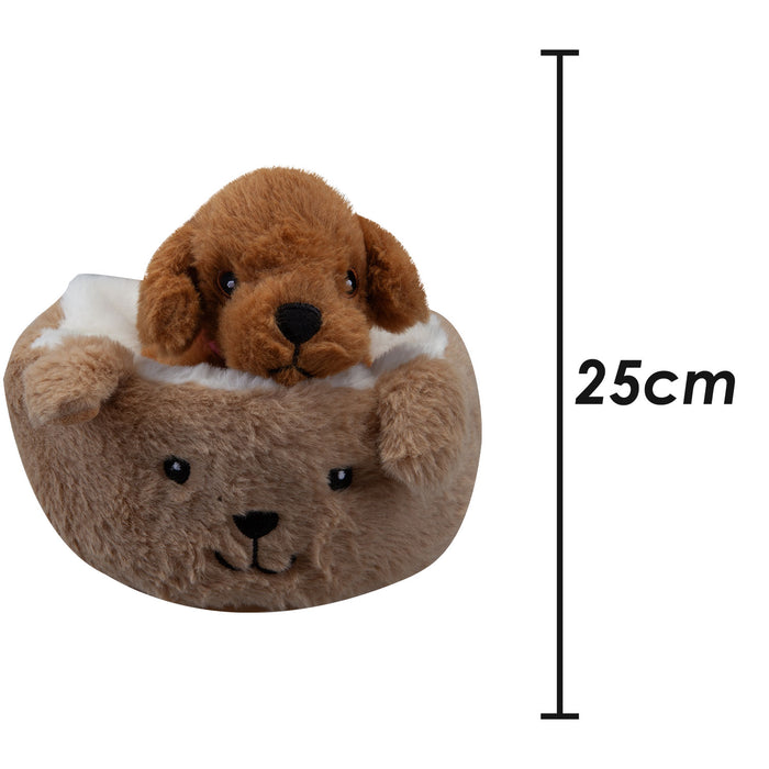 Cockapoo Soft Toy Beige Bed Cute Dog Plush Cuddly Soft Fluffy Doggy 25cm Brown