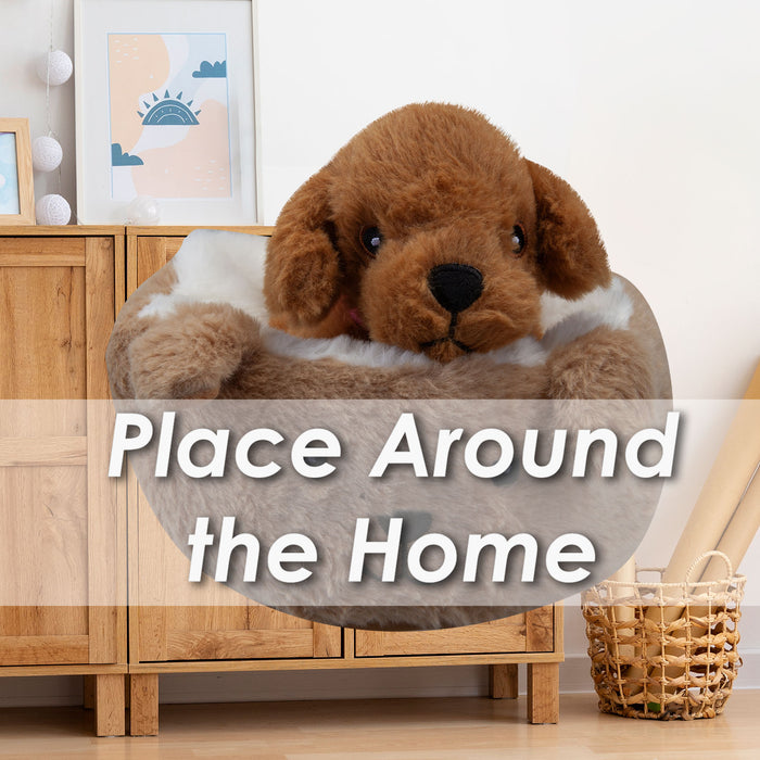 Cockapoo Soft Toy Beige Bed Cute Dog Plush Fluffy Doggy
