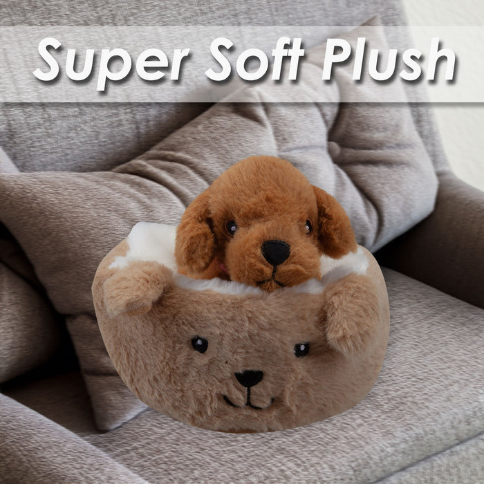 Cockapoo Soft Toy Beige Bed Cute Dog Plush Cuddly Soft Fluffy Doggy 25cm Brown