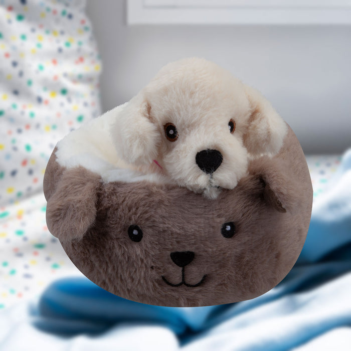 Labrador Soft Toy Brown Bed Cute Dog Plush Fluffy Doggy