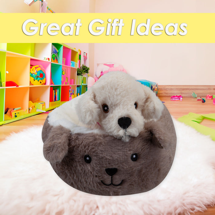 Labrador Soft Toy Brown Bed Cute Dog Plush Fluffy Doggy