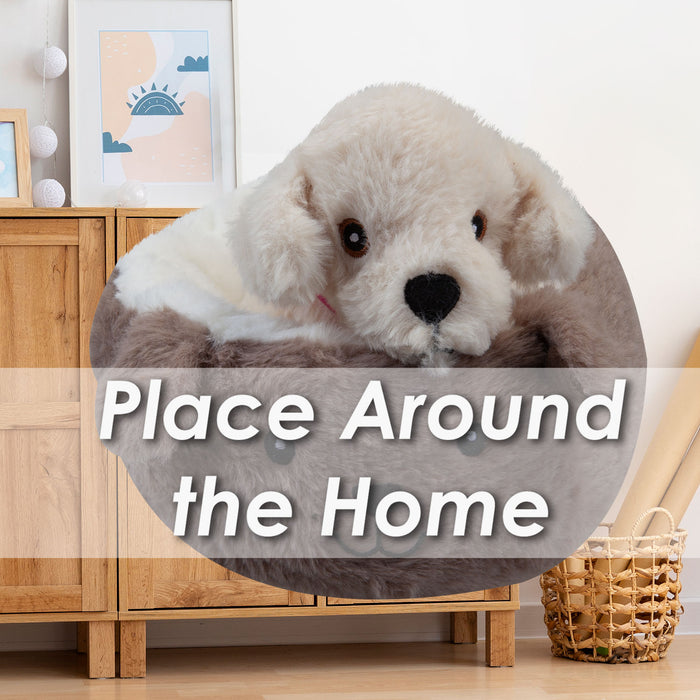 Labrador Soft Toy Brown Bed Cute Dog Plush Fluffy Doggy