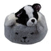 Black Dog Soft Toy Grey Bed Cute Dog Plush Cuddly Soft Fluffy Doggy 25cm Grey