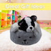 Black Dog Soft Toy Grey Bed Cute Plush Fluffy Doggy