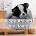 Black Dog Soft Toy Grey Bed Cute Plush Fluffy Doggy
