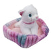 White Cat Soft Toy Pink Basket Cute Cat Plush Cuddly Soft Fluffy Kitty 25cm Pink