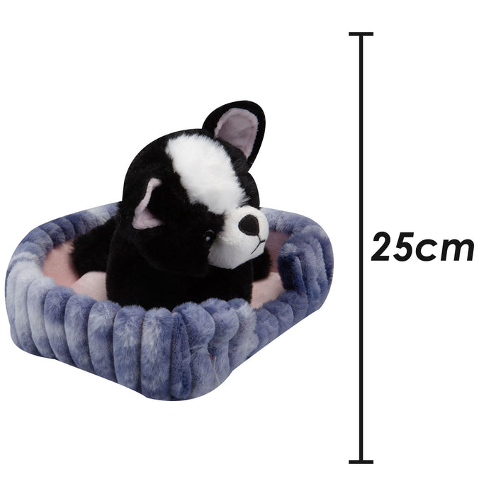 French Bull Dog Soft Toy Purple Basket Cute Dog Plush Cuddly Fluffy 25cm Purple