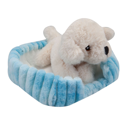 Labrador Soft Toy Blue Basket Cute Dog Plush Cuddly Soft Fluffy Doggy 25cm Blue