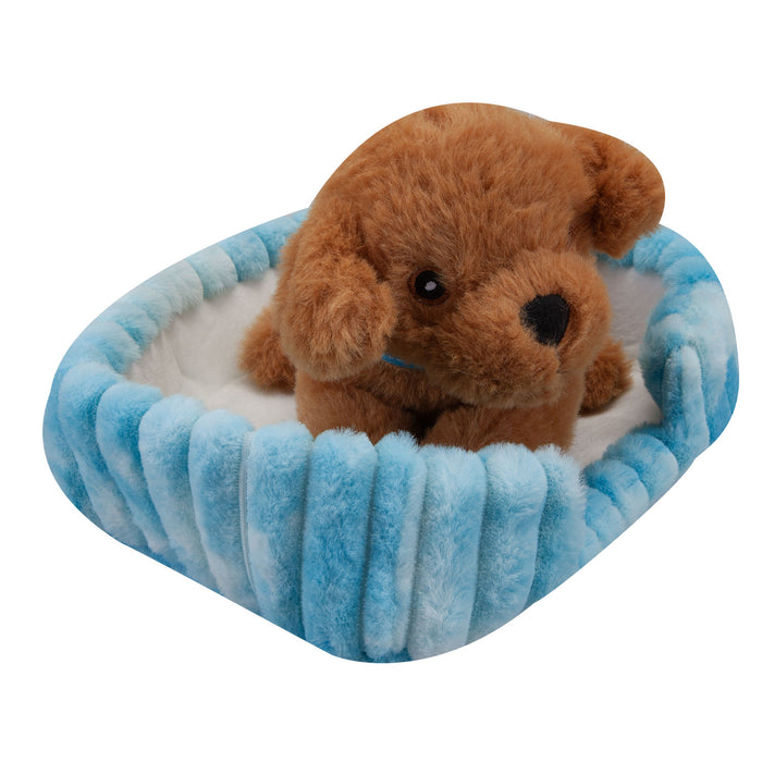 Cockapoo Soft Toy Blue Basket Cute Dog Plush Cuddly Soft Fluffy Doggy 25cm Blue