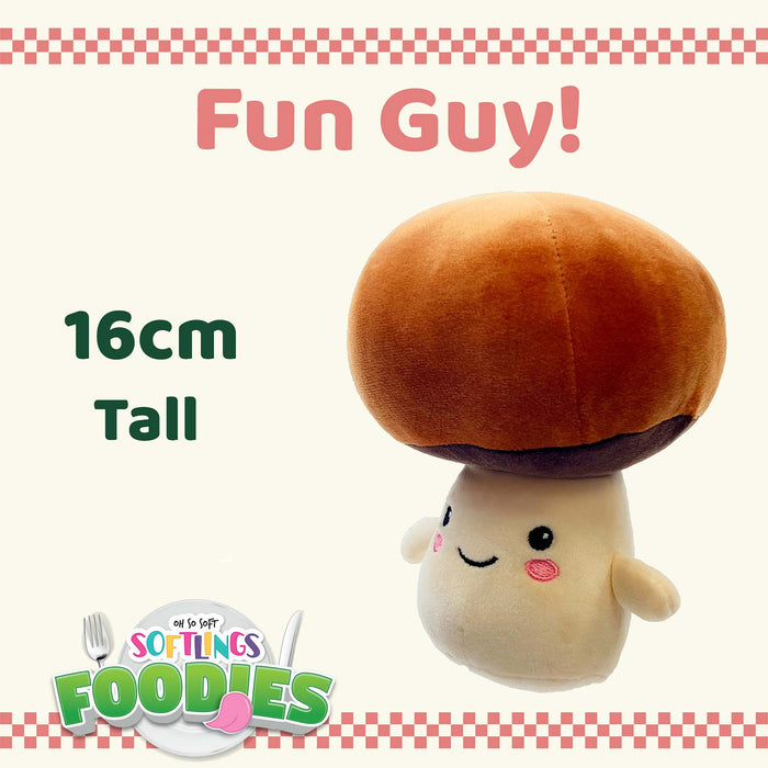 Mushroom Soft Toy Food Themed Cute Plush Cuddly Yummy Soft Fluffy 16cm Brown