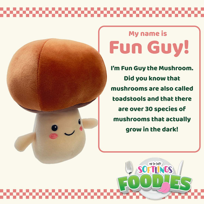 Mushroom Soft Toy Food Themed Cute Plush Cuddly Yummy Soft Fluffy 16cm Brown