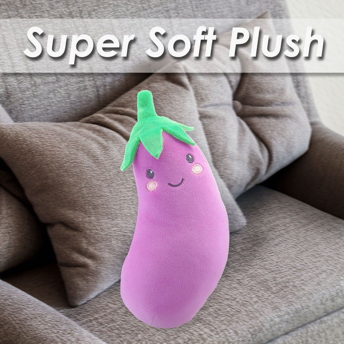 Aubergine Soft Toy Food Themed Cute Plush Cuddly Soft Fluffy 16cm Purple