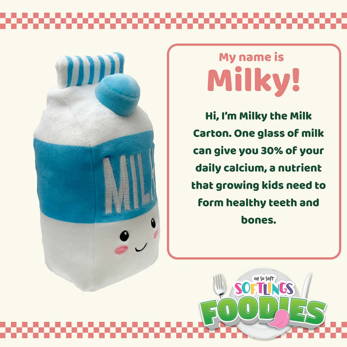 Milk Soft Toy Food Themed Cute Plush Cuddly Soft Fluffy 16cm Multi-Coloured