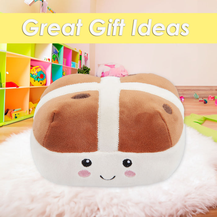 Hot Cross Bun Soft Toy Food Themed Cute Plush Cuddly Fluffy 16cm Multi-Coloured