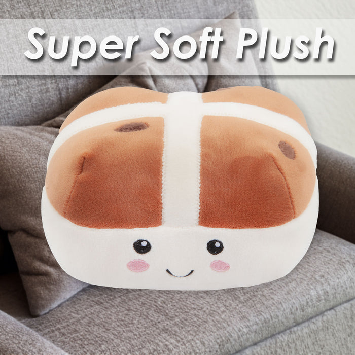 Hot Cross Bun Soft Toy Food Themed Cute Plush Cuddly Fluffy 16cm Multi-Coloured