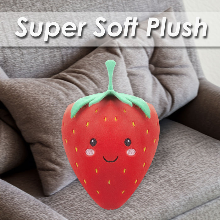 Strawberry Soft Toy Food Themed Cute Plush Cuddly Soft Fluffy 16cm Red