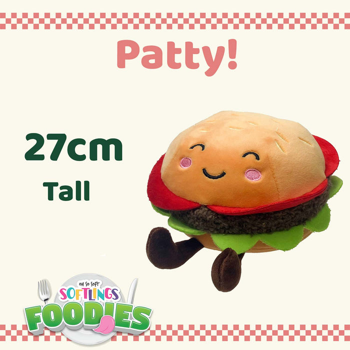 Burger Soft Toy Food Themed Cute Plush Cuddly Soft Fluffy 27cm Multi-Coloured