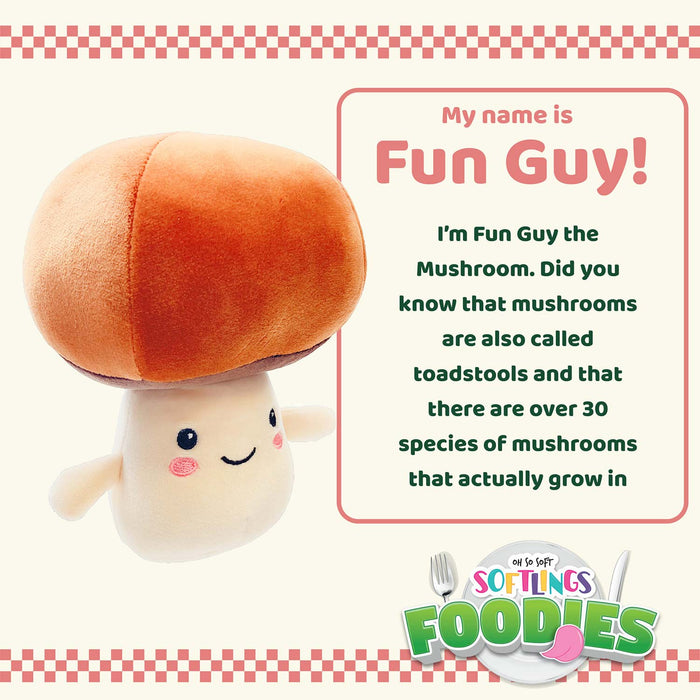 Mushroom Soft Toy Food Themed Cute Plush Cuddly Soft Fluffy 27cm Multi-Coloured