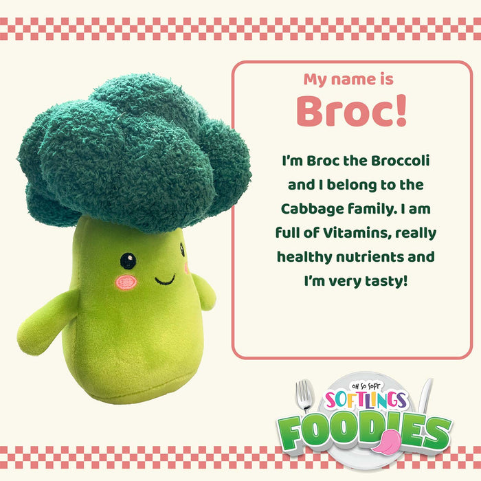 Broccoli Soft Toy Food Themed Cute Plush Cuddly Soft Fluffy 27cm Multi-Coloured